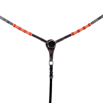 BAR H EQUINE Red Rawhide Horse Western Leather Breast Collar Brown